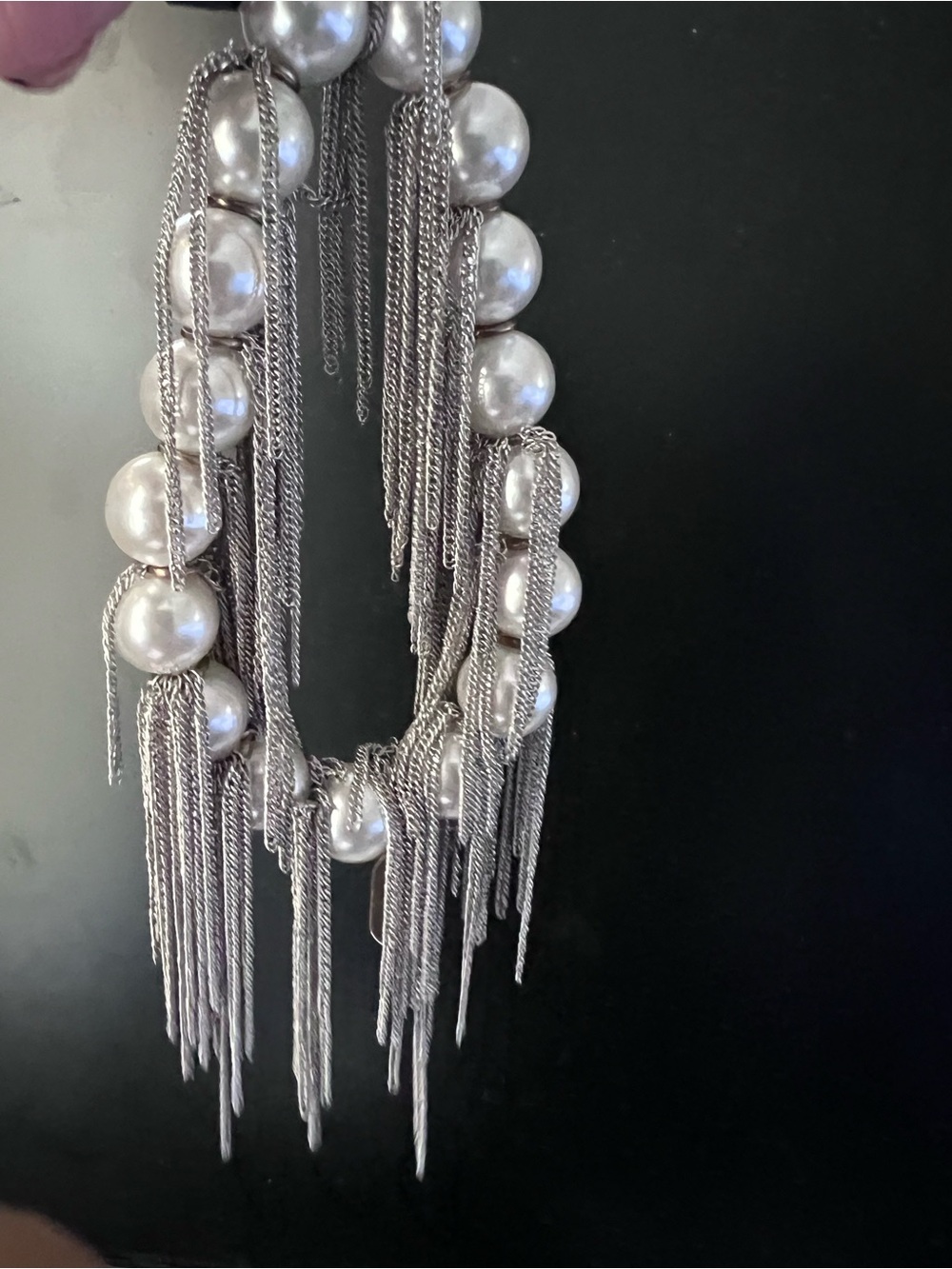 Lisa Freede Pearl & Silver Fringe Bracelet - White/Silver
